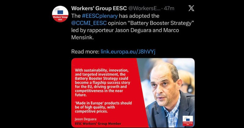 GWU welcomes EESC adoption of Battery Booster Strategy opinion